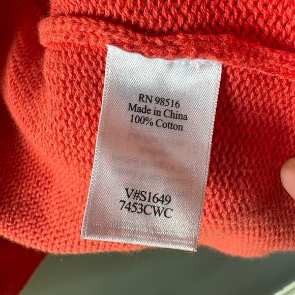 Coldwater Creek, size 2X, 100% cotton knit button up orange sweater, over sized - Picture 4 of 9